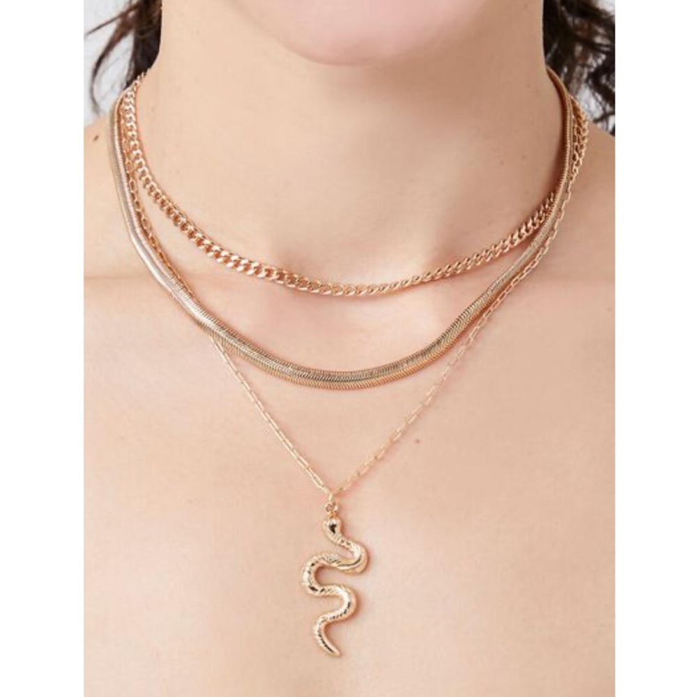 Layered snake pendant necklace